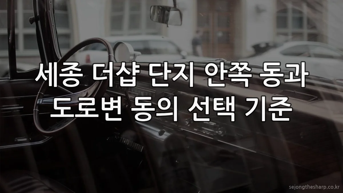 세종 더샵 단지 안쪽 동과 도로변 동의 선택 기준