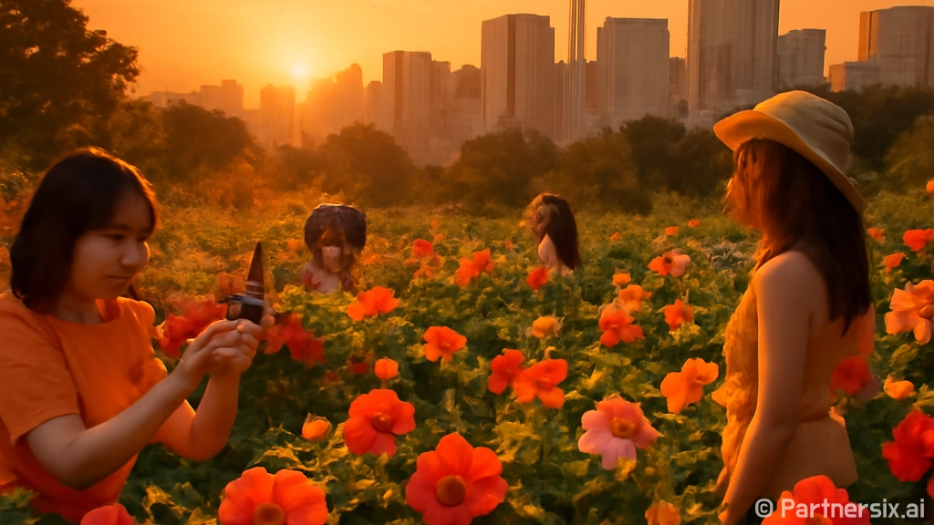 나성 꽃밭, 도심 …