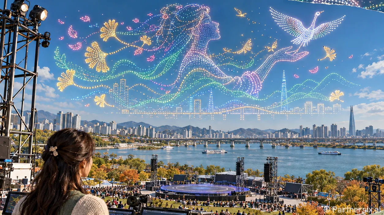 한강 밤하늘 마블로 빛난다