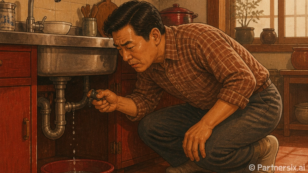 싱크대 밑에 물이 …