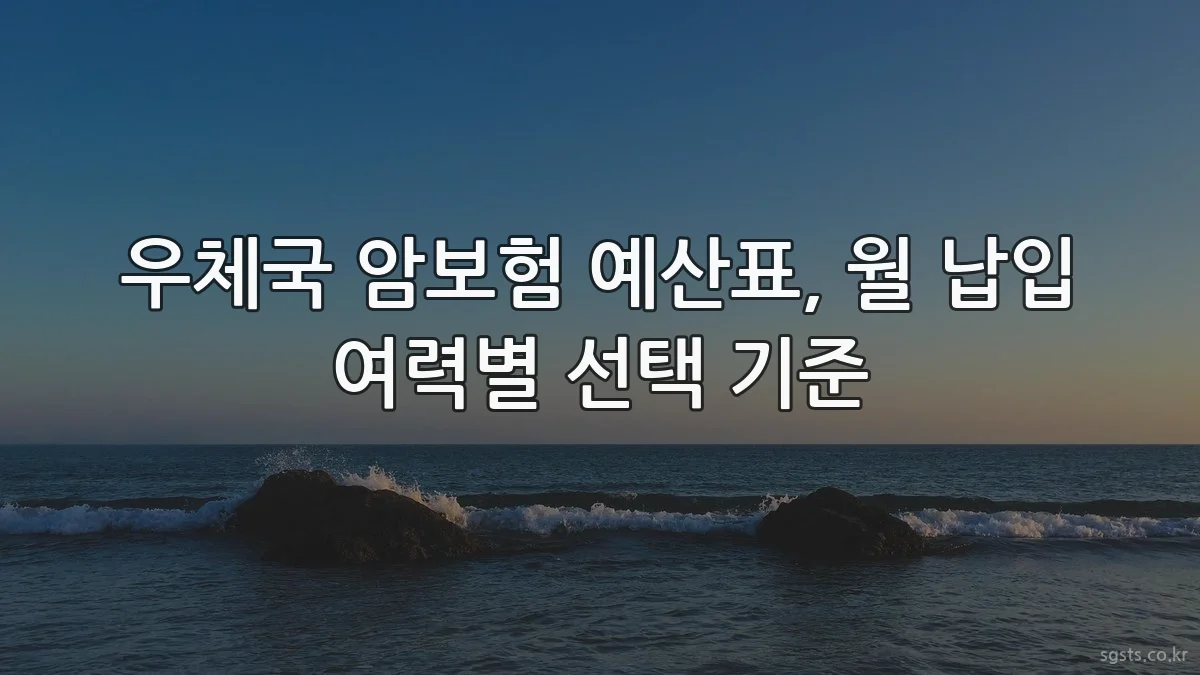 우체국 암보험 예산표, 월 납입 여력별 선택 기준