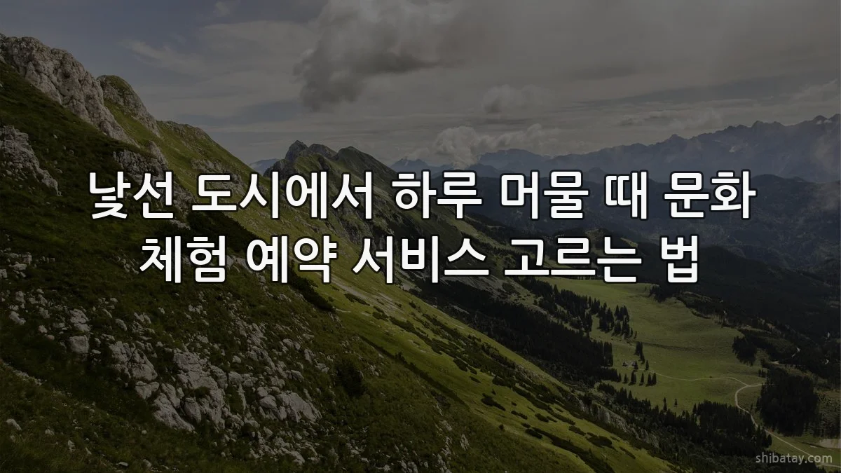 낯선 도시에서 하루 머물 때 문화 체험 예약 서비스 고르는 법