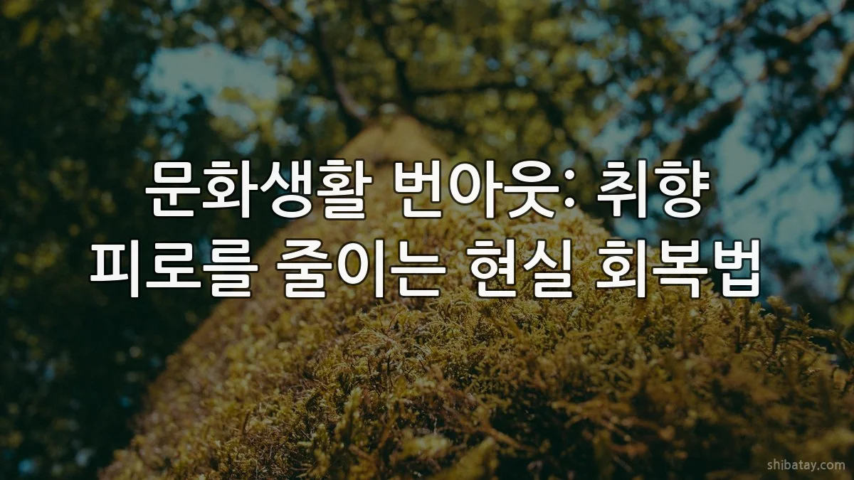 문화생활 번아웃: 취향 피로를 줄이는 현실 회복법