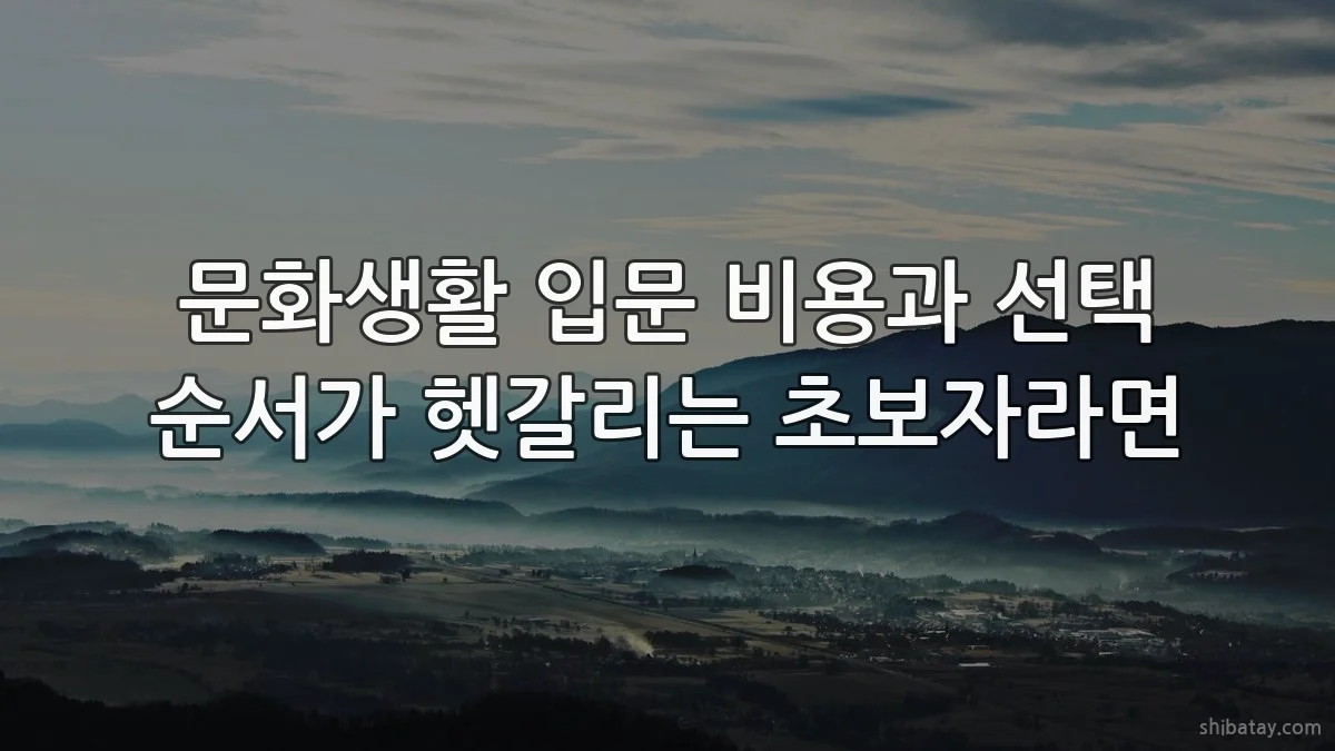 문화생활 입문 비용과 선택 순서가 헷갈리는 초보자라면