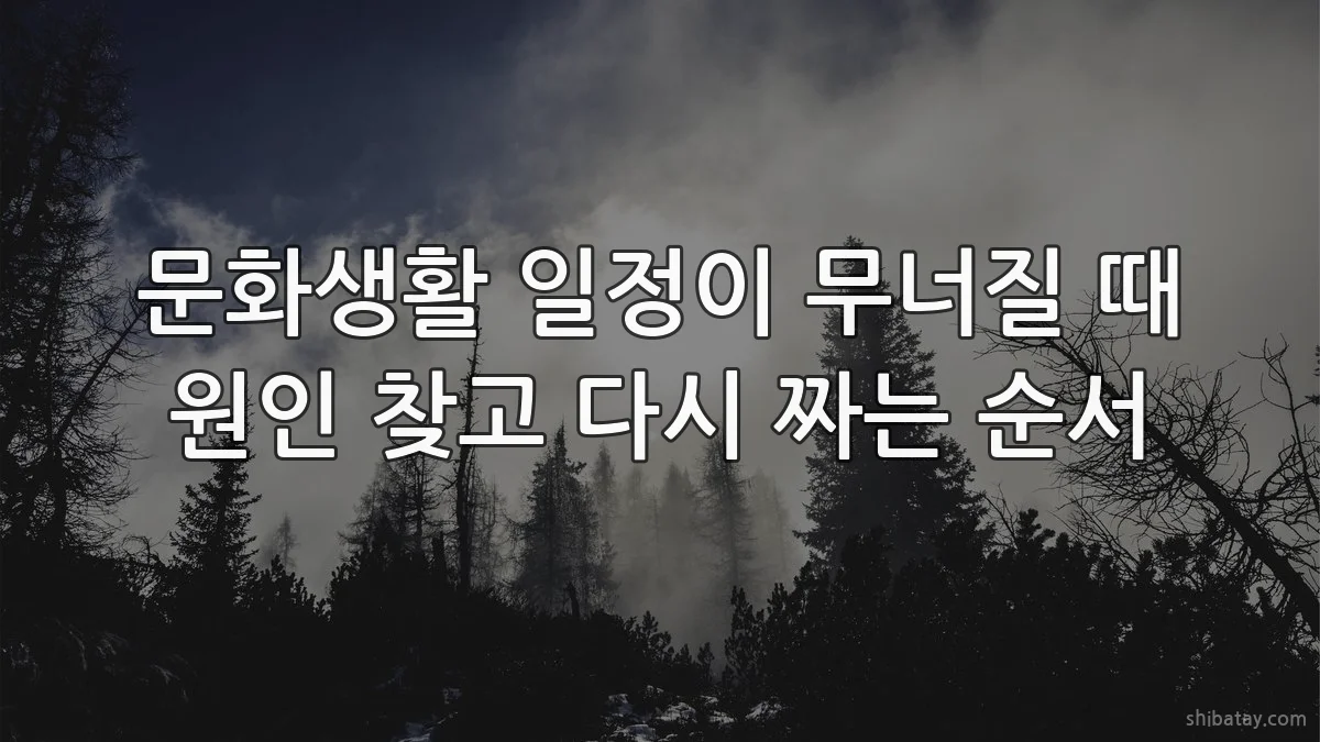 문화생활 일정이 무너질 때 원인 찾고 다시 짜는 순서