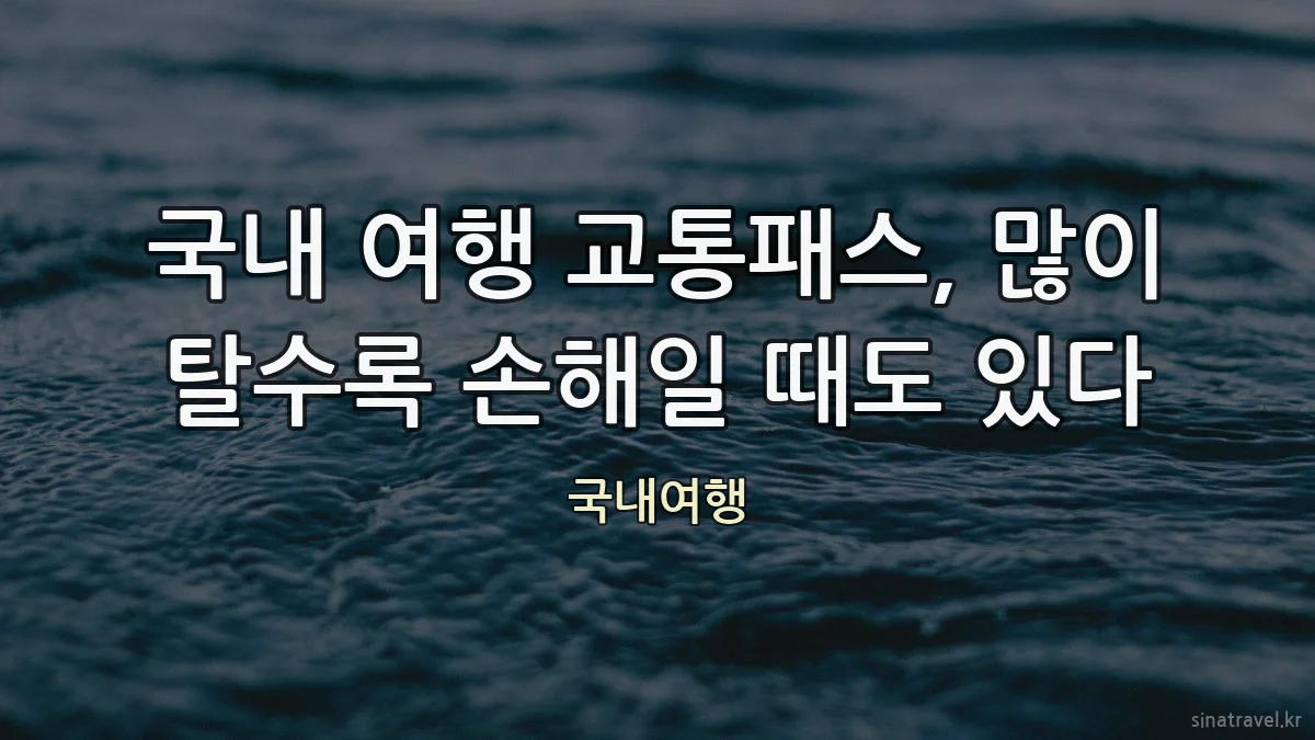 국내 여행 교통패스, 많이 탈수록 손해일 때도 있다