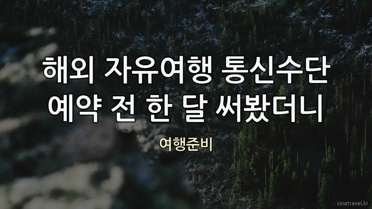 해외 자유여행 통신수단 예약 전 한 달 써봤더니