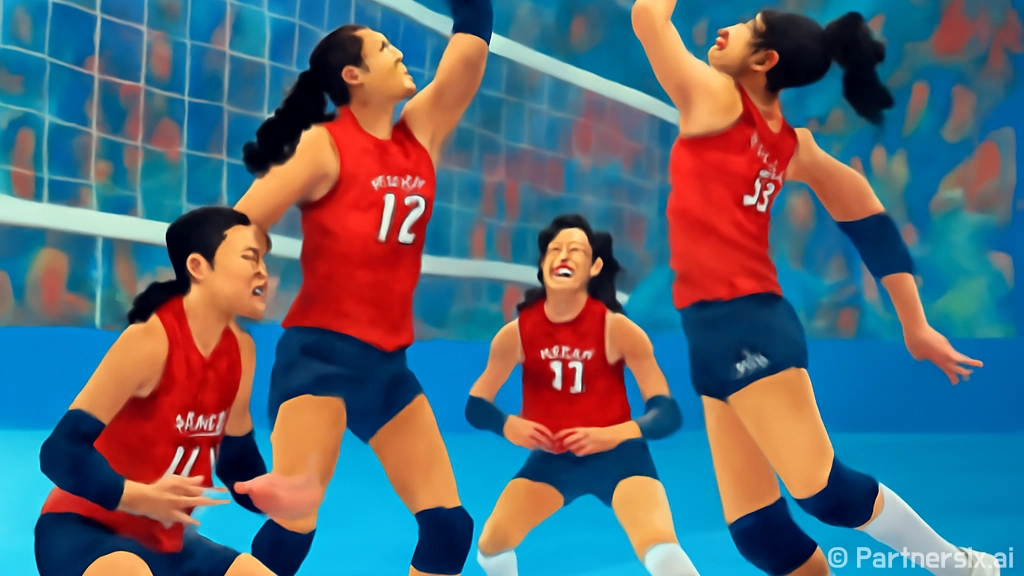 여자배구를 즐기는 …