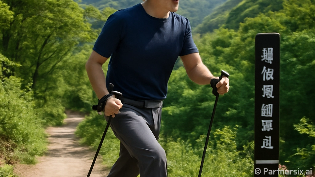 등산바지 입고 산길…