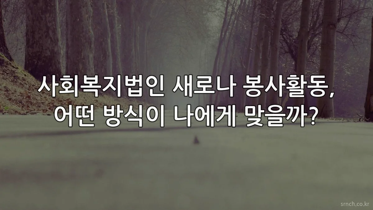 사회복지법인 새로나 봉사활동, 어떤 방식이 나에게 맞을까?