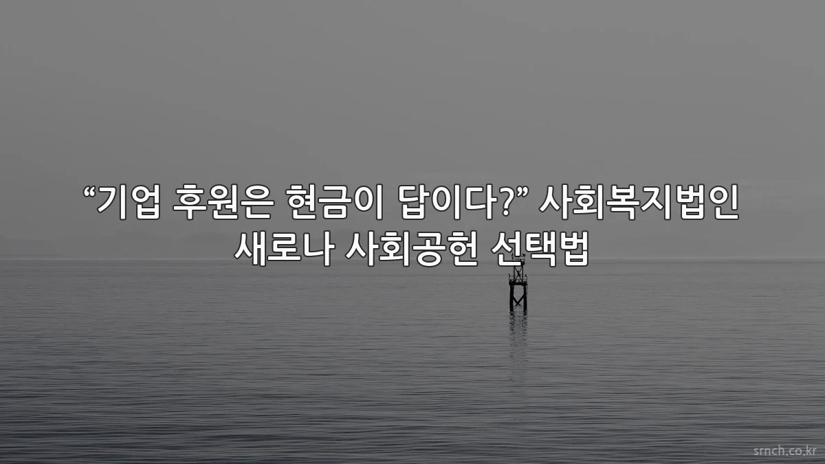 “기업 후원은 현금이 답이다?” 사회복지법인 새로나 사회공헌 선택법
