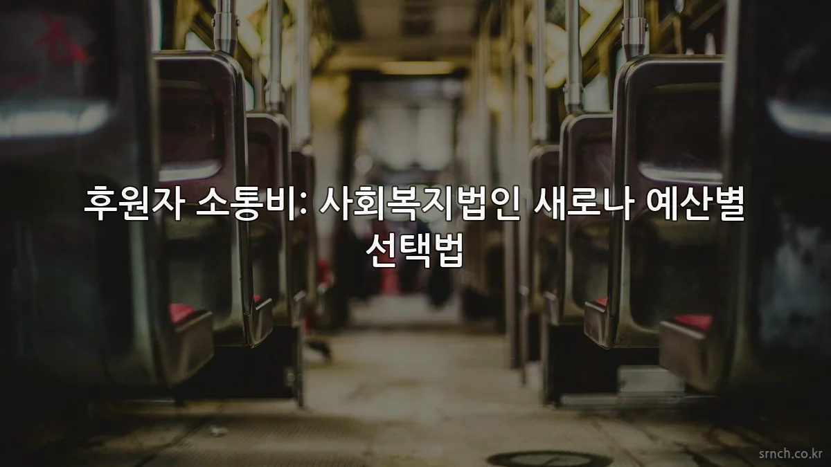 후원자 소통비: 사회복지법인 새로나 예산별 선택법