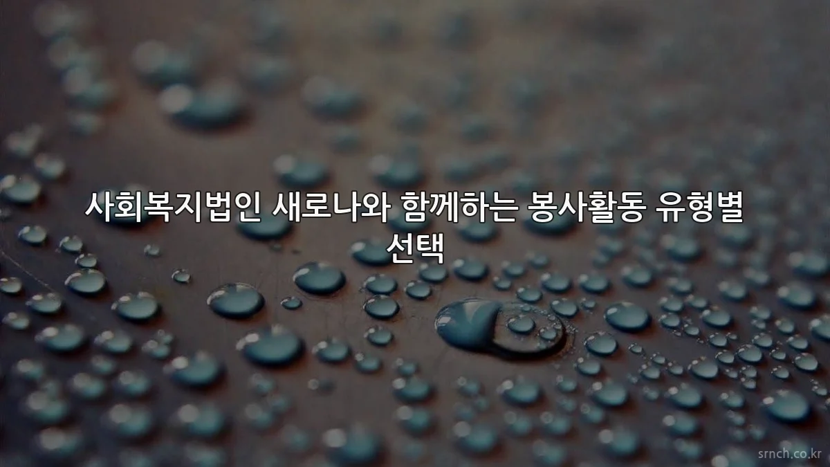 사회복지법인 새로나와 함께하는 봉사활동 유형별 선택