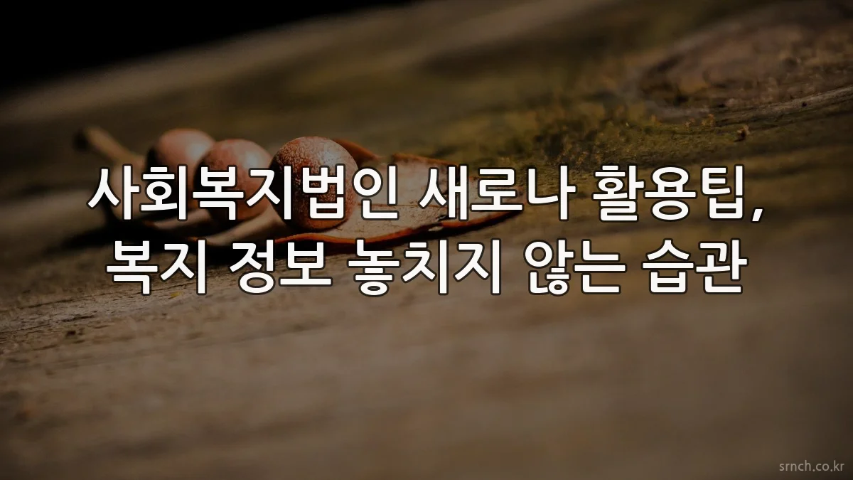 사회복지법인 새로나 활용팁, 복지 정보 놓치지 않는 습관