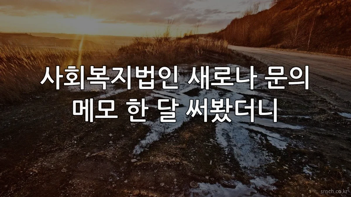 사회복지법인 새로나 문의 메모 한 달 써봤더니