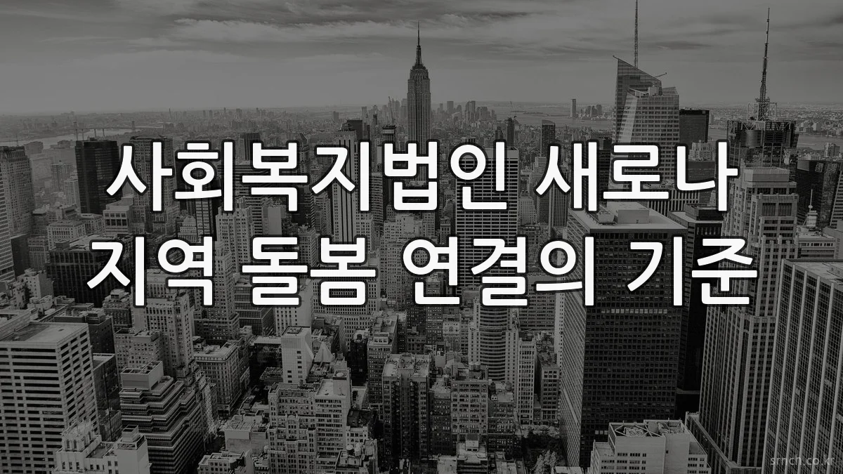 사회복지법인 새로나 지역 돌봄 연결의 기준