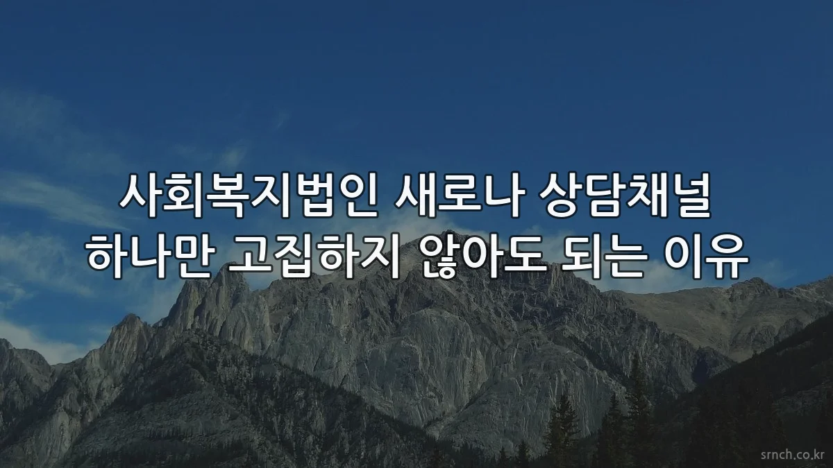 사회복지법인 새로나 상담채널 하나만 고집하지 않아도 되는 이유