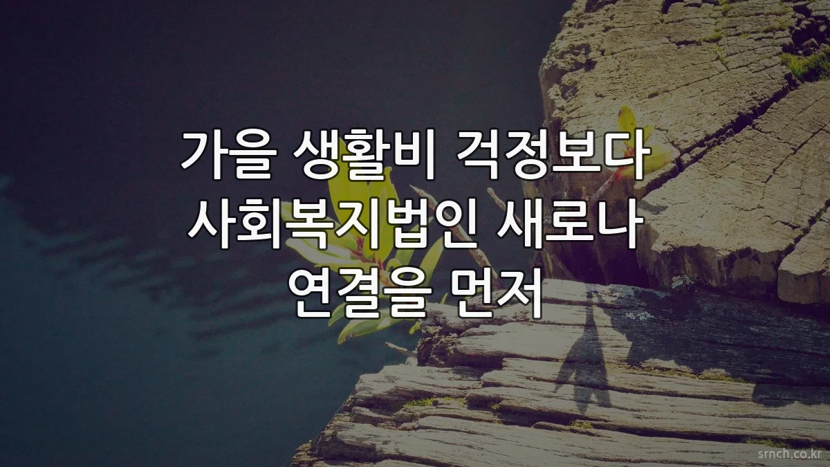 가을 생활비 걱정보다 사회복지법인 새로나 연결을 먼저