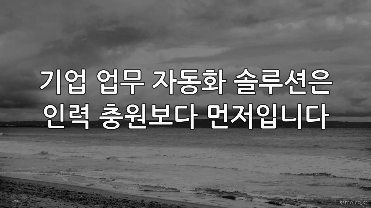 기업 업무 자동화 솔루션은 인력 충원보다 먼저입니다