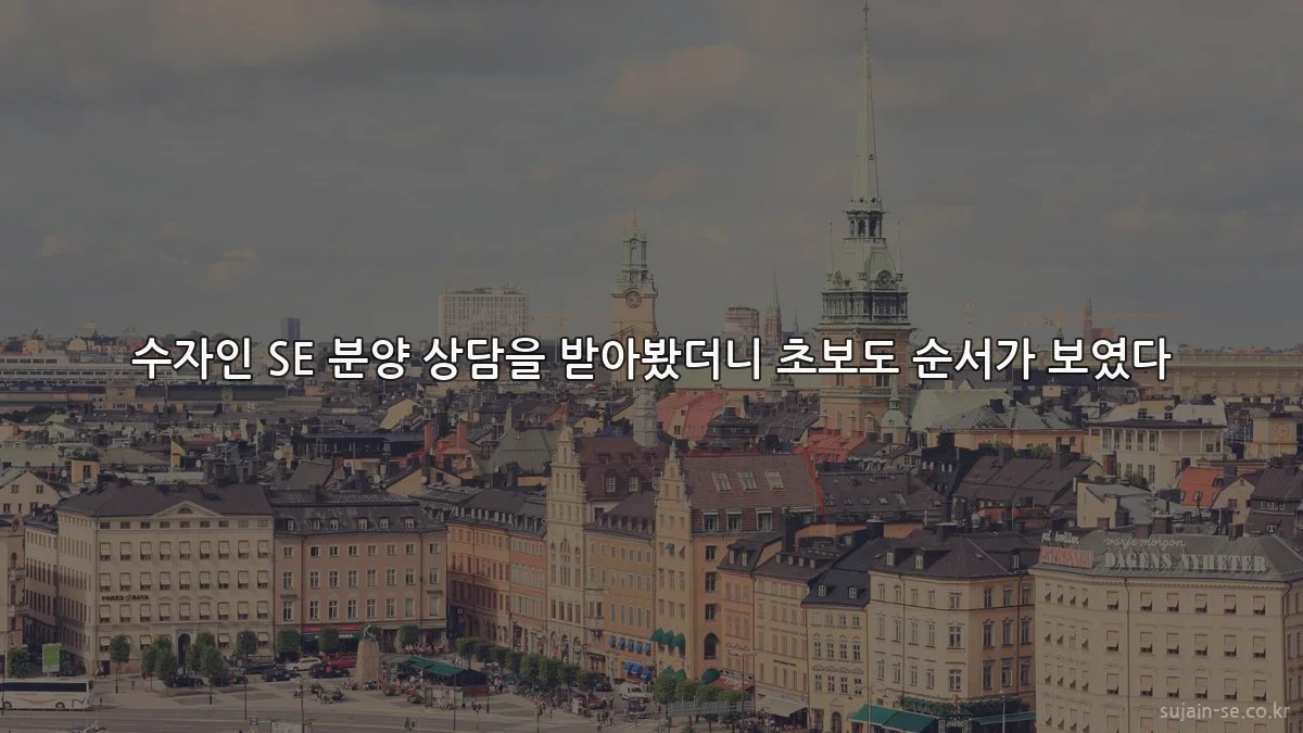 수자인 SE 분양 상담을 받아봤더니 초보도 순서가 보였다