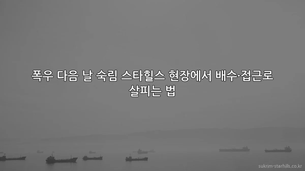 폭우 다음 날 숙림 스타힐스 현장에서 배수·접근로 살피는 법