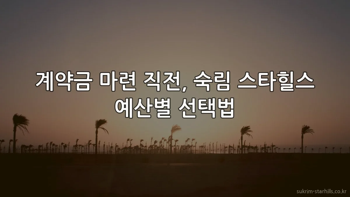 계약금 마련 직전, 숙림 스타힐스 예산별 선택법