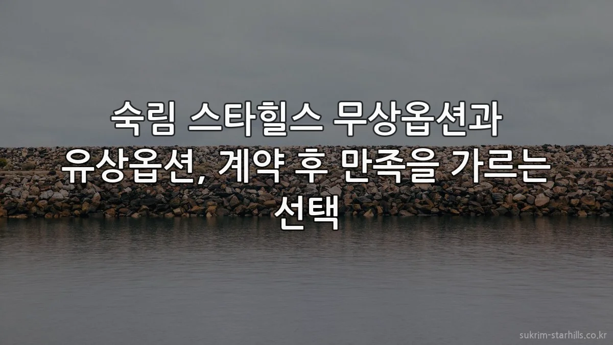 숙림 스타힐스 무상옵션과 유상옵션, 계약 후 만족을 가르는 선택