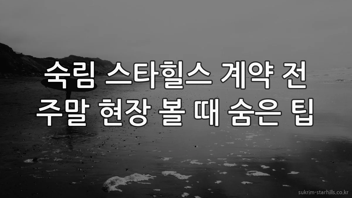 숙림 스타힐스 계약 전 주말 현장 볼 때 숨은 팁