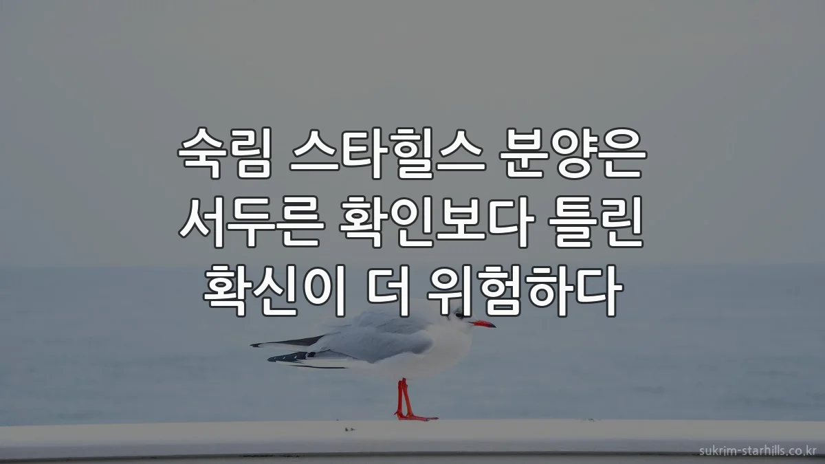 숙림 스타힐스 분양은 서두른 확인보다 틀린 확신이 더 위험하다