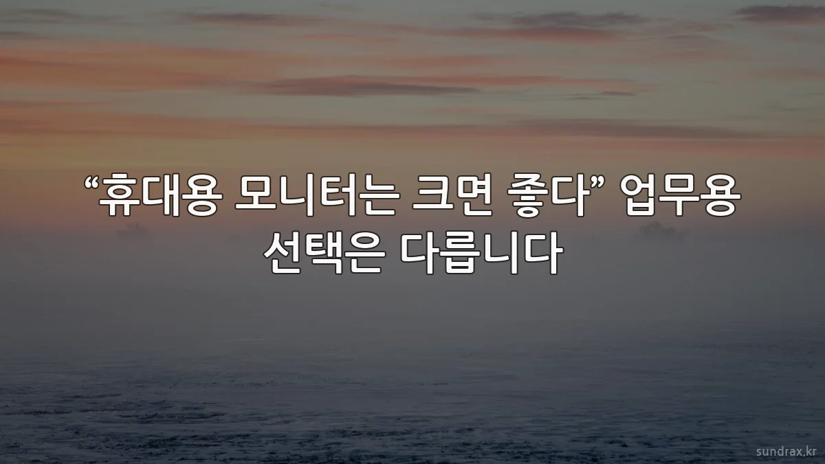 “휴대용 모니터는 크면 좋다” 업무용 선택은 다릅니다