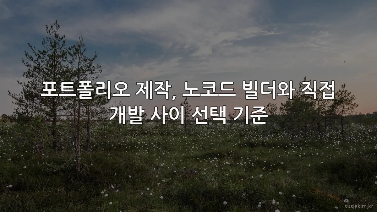 포트폴리오 제작, 노코드 빌더와 직접 개발 사이 선택 기준