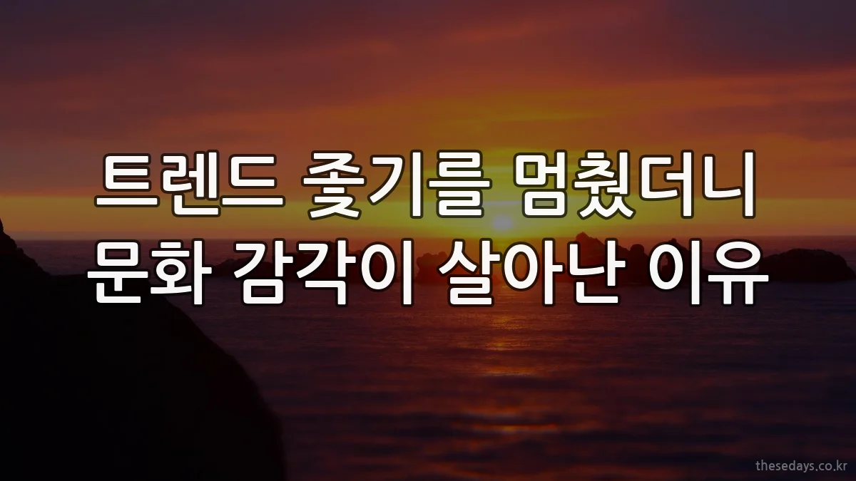 트렌드 좇기를 멈췄더니 문화 감각이 살아난 이유