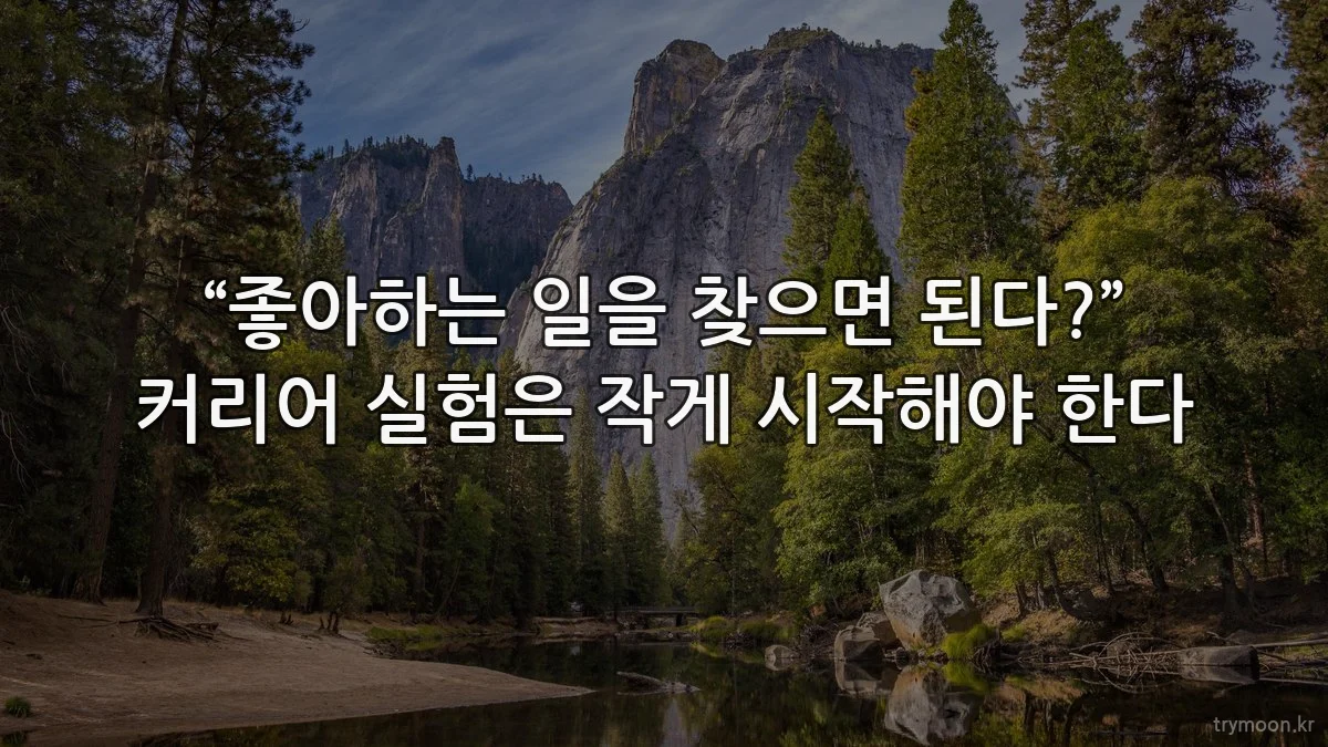 “좋아하는 일을 찾으면 된다?” 커리어 실험은 작게 시작해야 한다