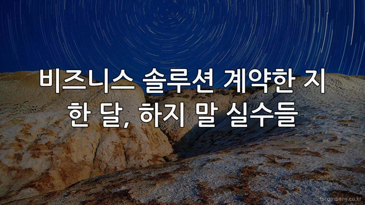 비즈니스 솔루션 계약한 지 한 달, 하지 말 실수들