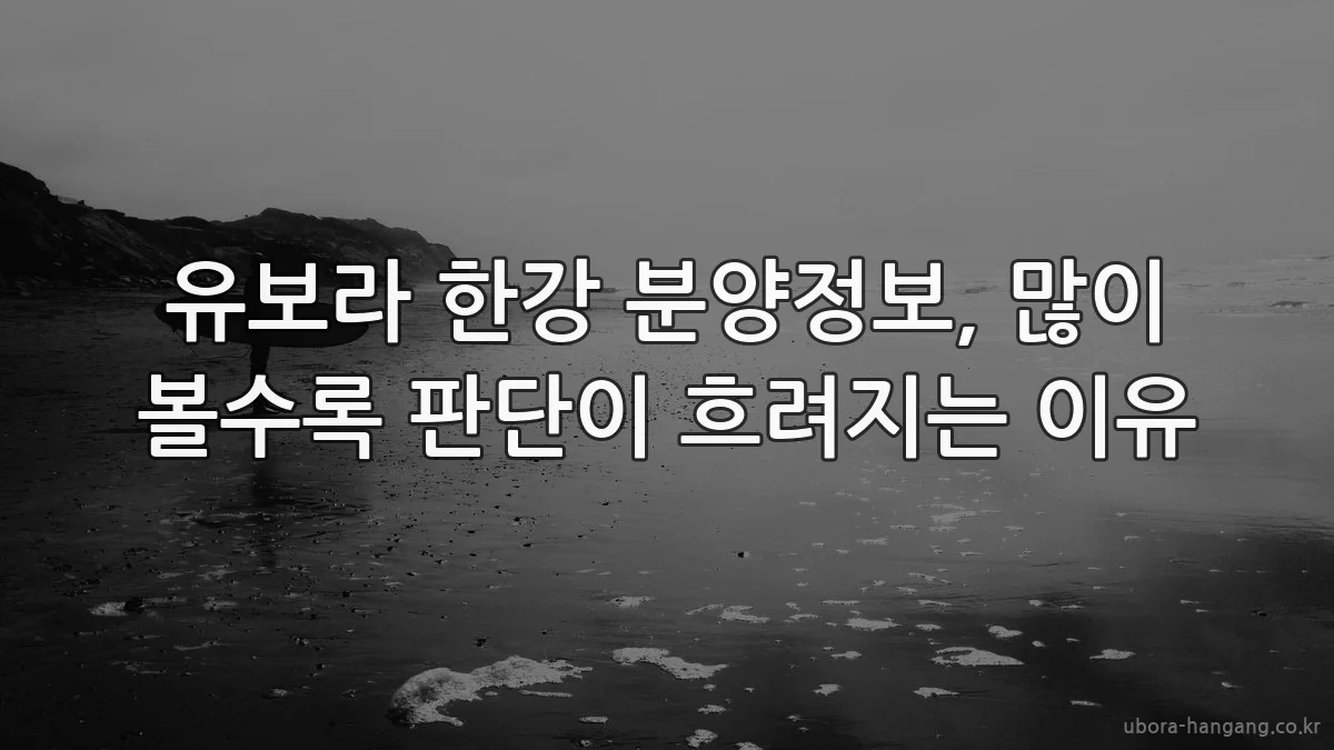 유보라 한강 분양정보, 많이 볼수록 판단이 흐려지는 이유