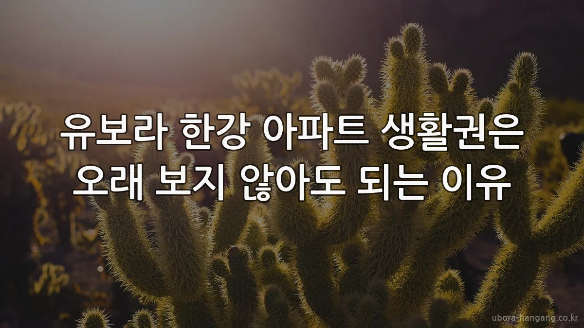 유보라 한강 아파트 생활권은 오래 보지 않아도 되는 이유