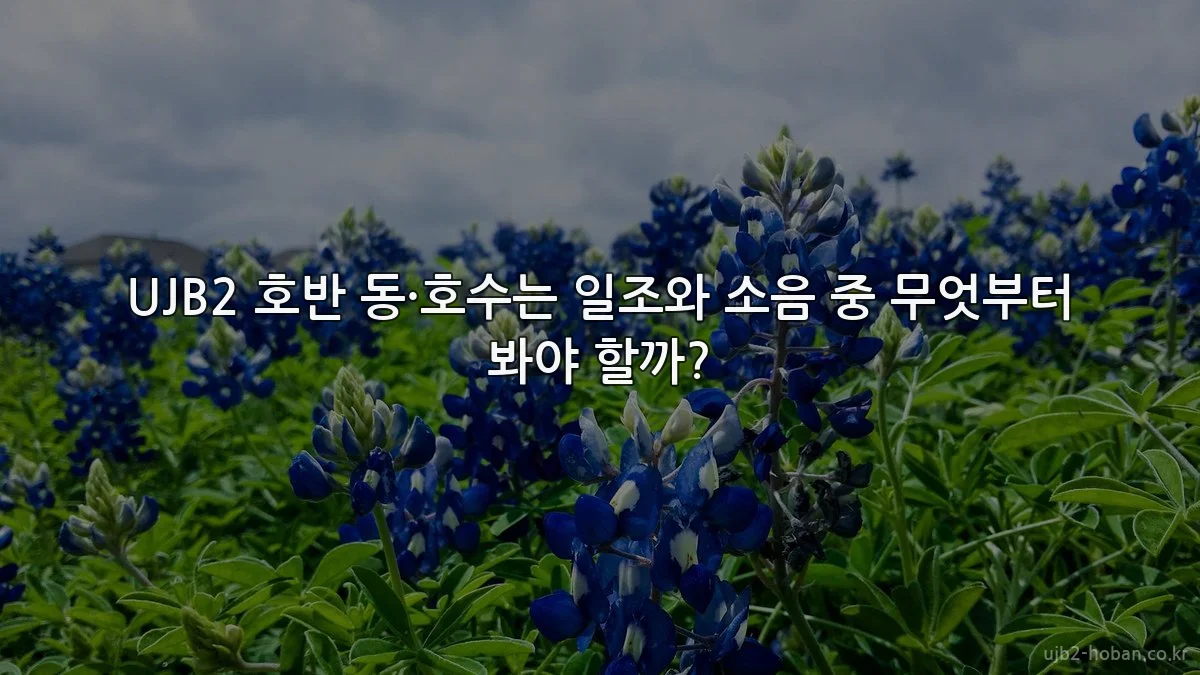UJB2 호반 동·호수는 일조와 소음 중 무엇부터 봐야 할까?