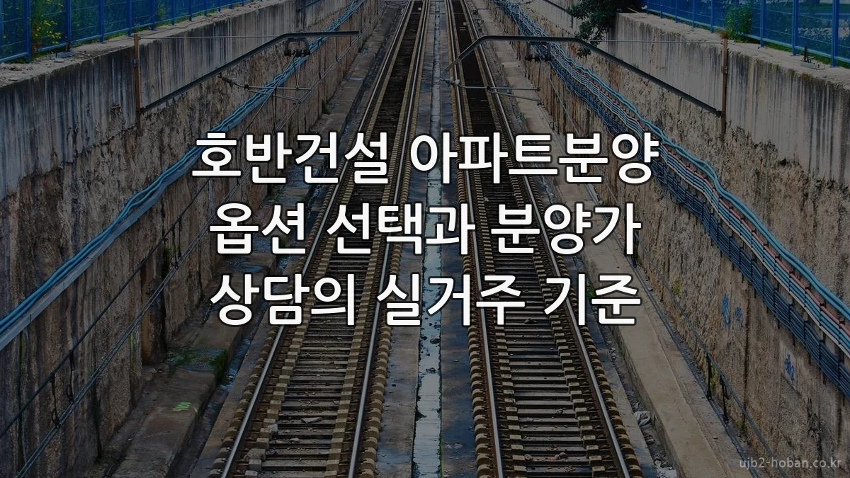 호반건설 아파트분양 옵션 선택과 분양가 상담의 실거주 기준