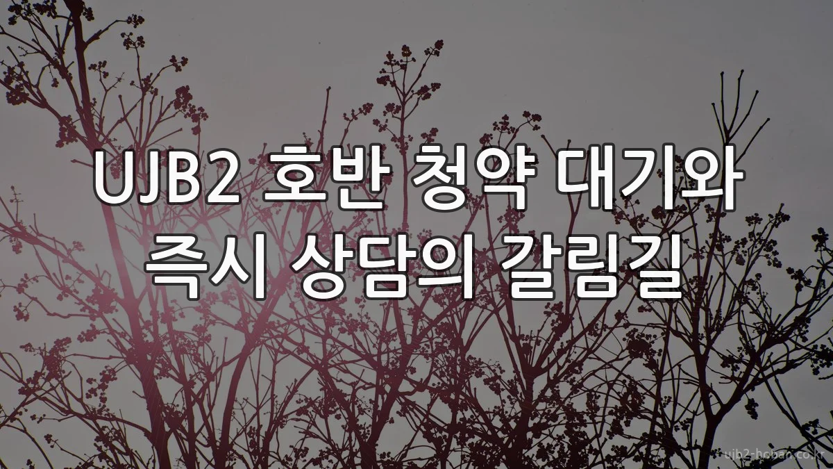 UJB2 호반 청약 대기와 즉시 상담의 갈림길