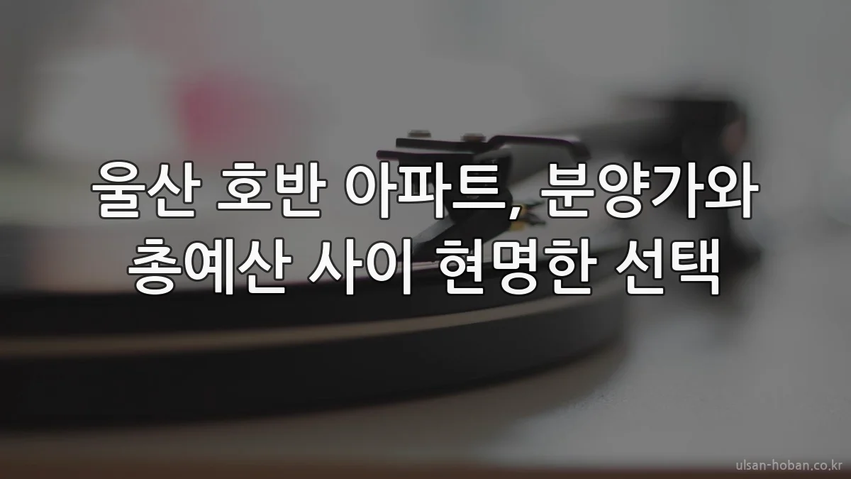 울산 호반 아파트, 분양가와 총예산 사이 현명한 선택