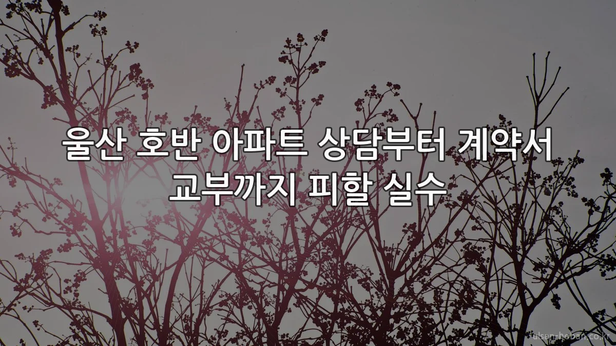 울산 호반 아파트 상담부터 계약서 교부까지 피할 실수