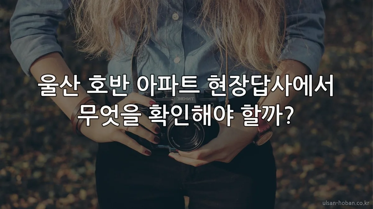 울산 호반 아파트 현장답사에서 무엇을 확인해야 할까?