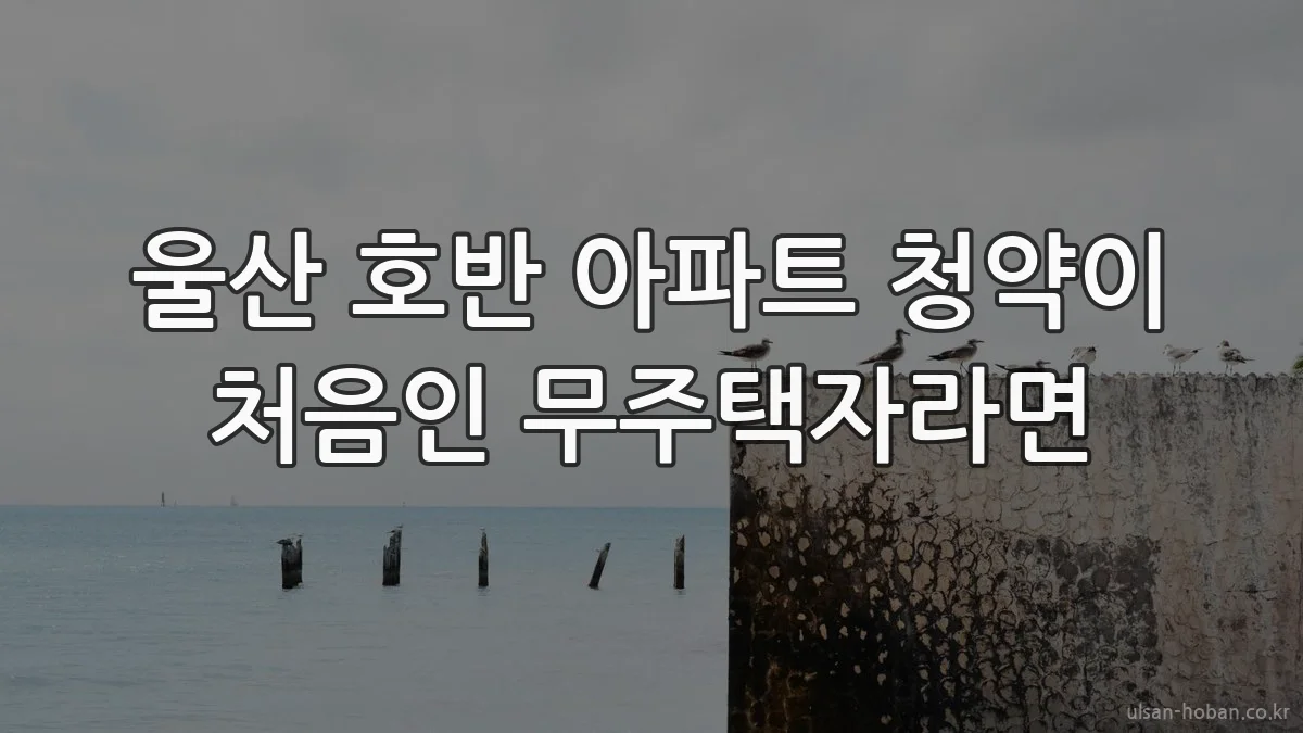 울산 호반 아파트 청약이 처음인 무주택자라면
