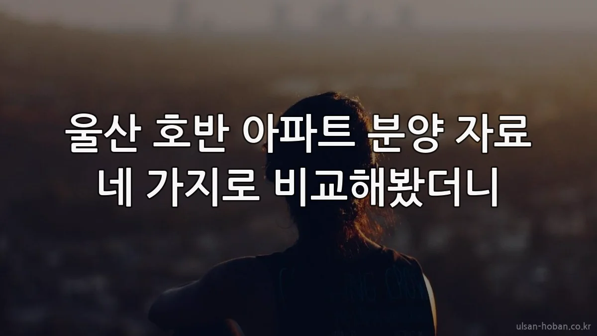 울산 호반 아파트 분양 자료 네 가지로 비교해봤더니