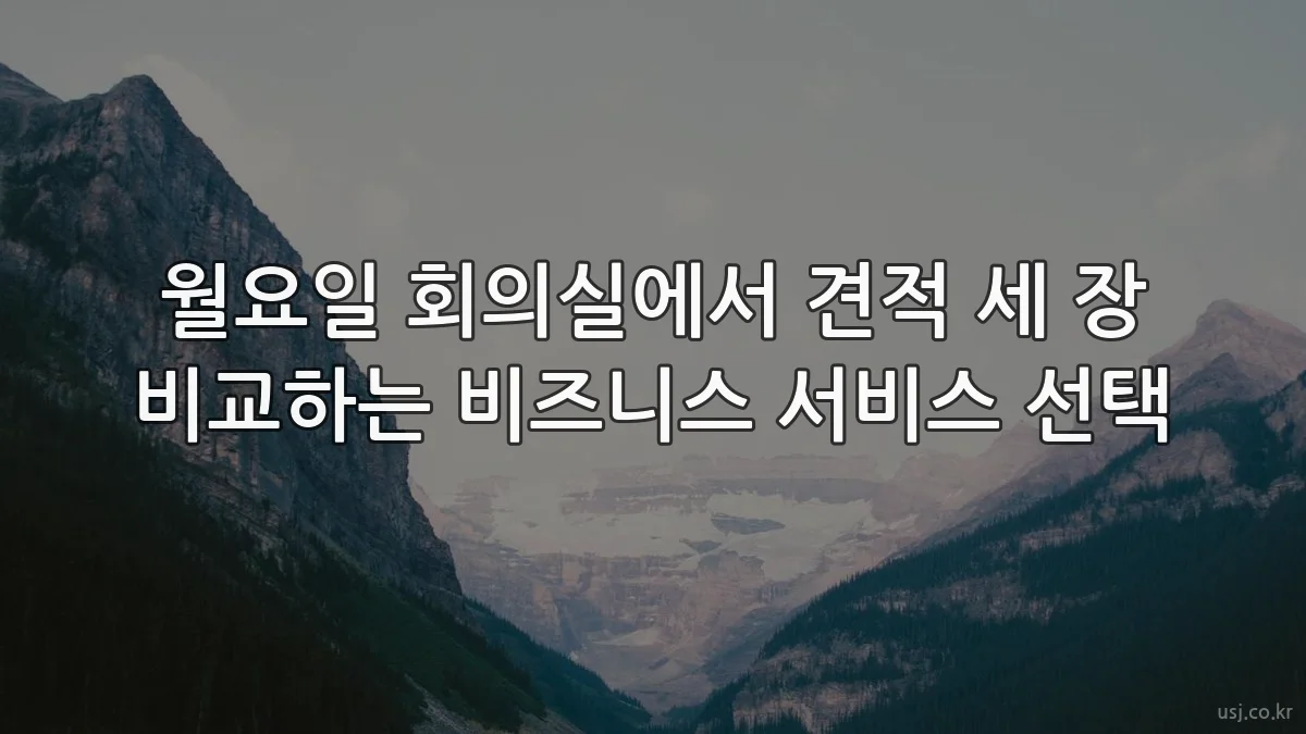 월요일 회의실에서 견적 세 장 비교하는 비즈니스 서비스 선택