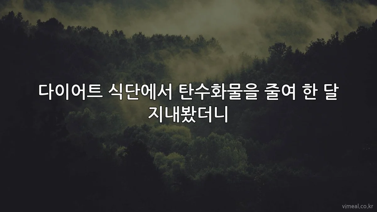 다이어트 식단에서 탄수화물을 줄여 한 달 지내봤더니