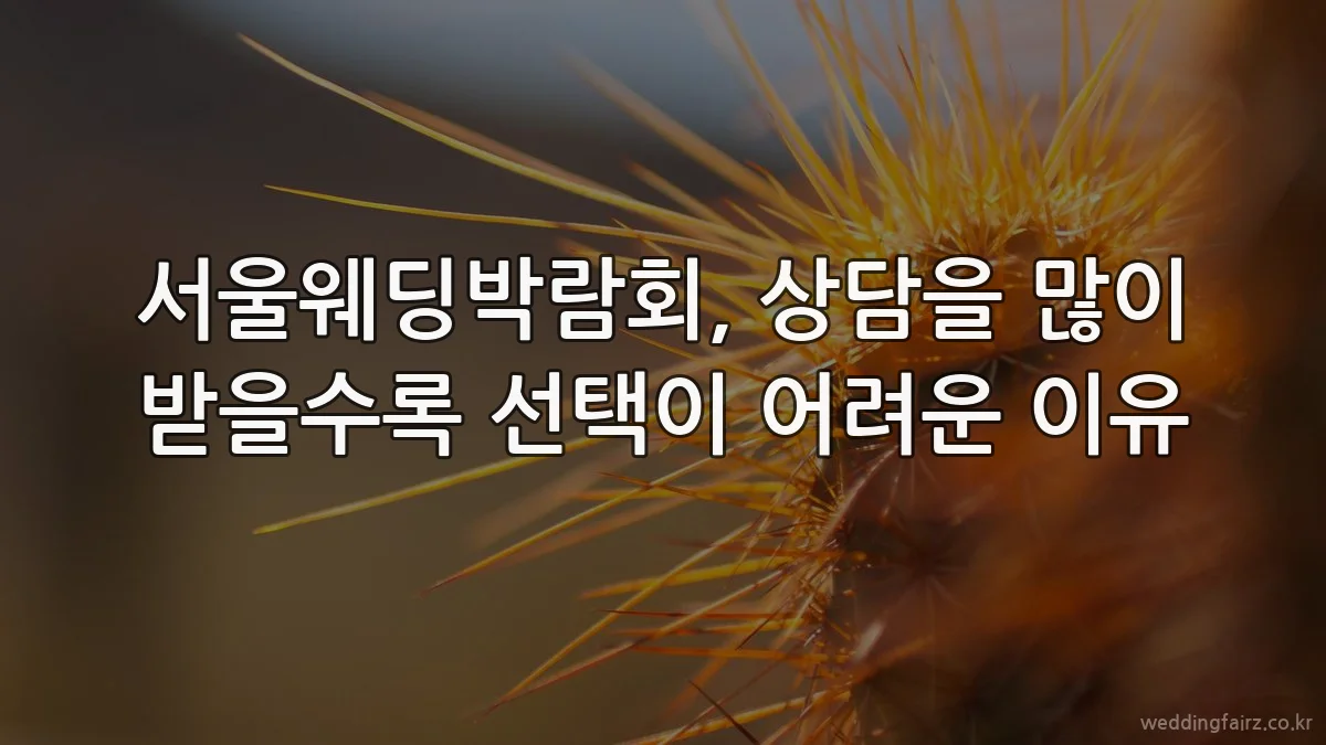 서울웨딩박람회, 상담을 많이 받을수록 선택이 어려운 이유