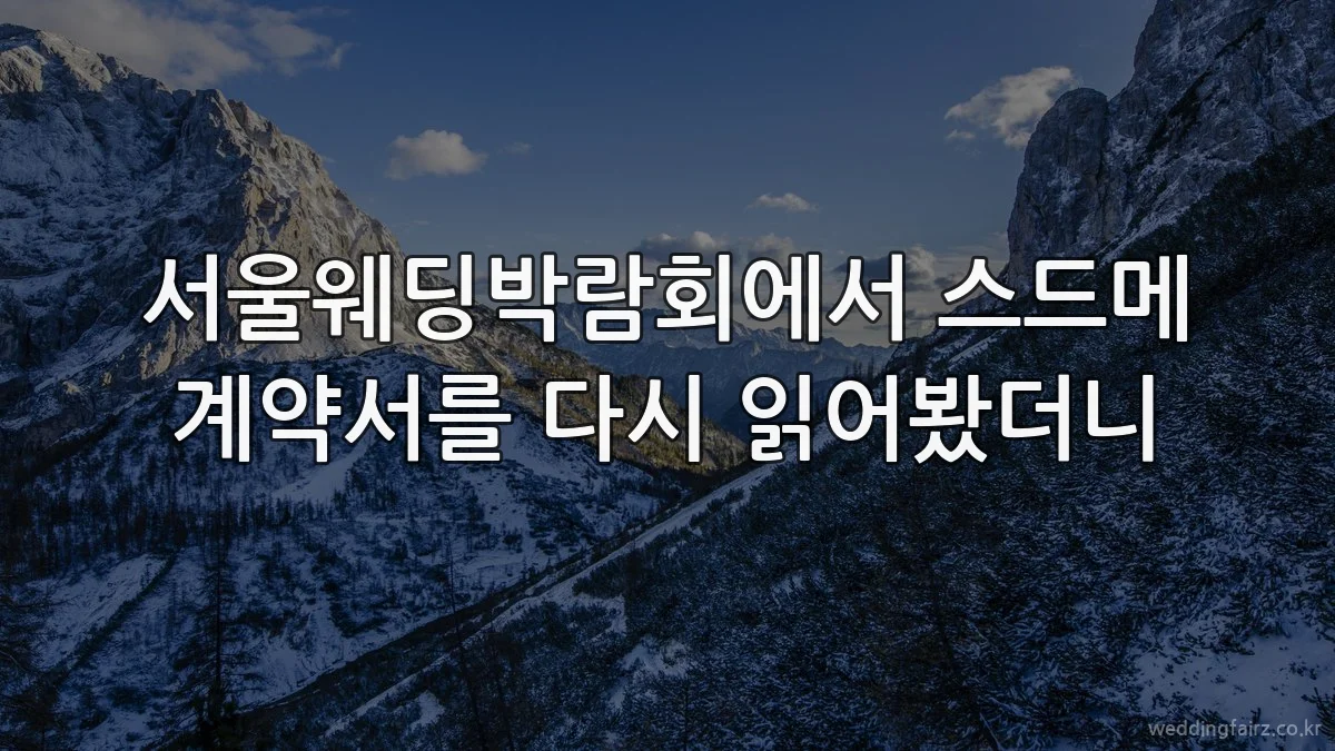 서울웨딩박람회에서 스드메 계약서를 다시 읽어봤더니