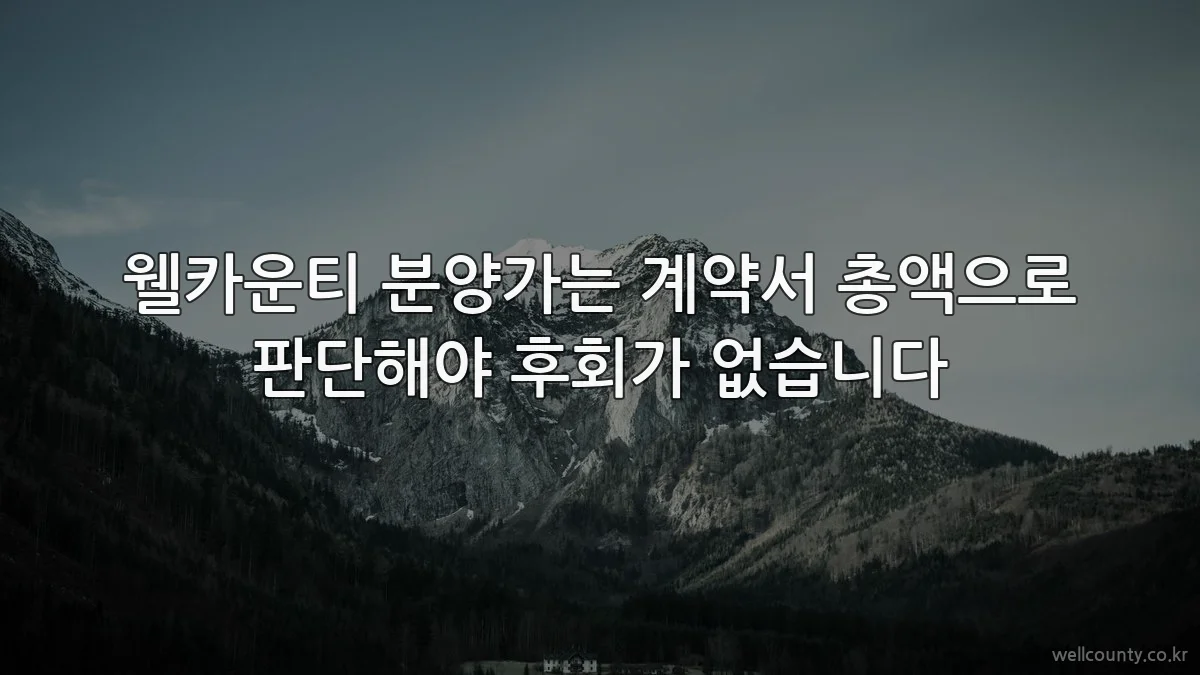 웰카운티 분양가는 계약서 총액으로 판단해야 후회가 없습니다