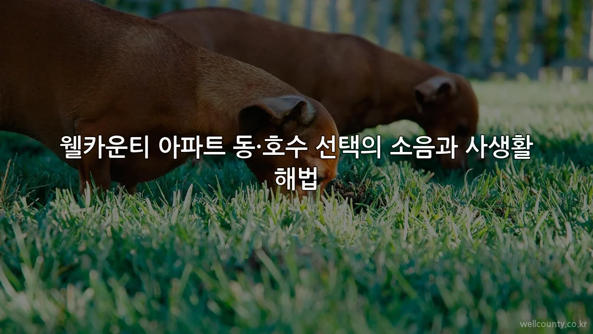 웰카운티 아파트 동·호수 선택의 소음과 사생활 해법